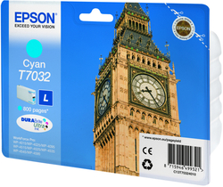 Epson T7032 L Cyan, až 800 stran, pro série WP4000/4500 (WP-4015,WP-4025,WP-4515,WP-4525,WP-4535,WP-4545) - originální