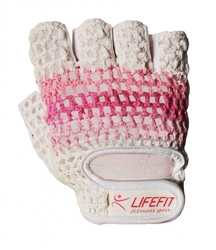 Fitness rukavice LIFEFIT KNIT, vel.M, růžovo-bílé