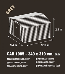 G21 GAH 1085, Zahradní domek 340 x 319 cm, šedý