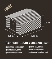 G21 GAH 1300, Zahradní domek 340 x 382 cm, šedý
