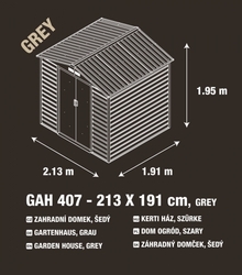 G21 GAH 407, Zahradní domek 213 x 191 cm, šedý