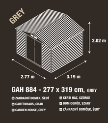 G21 GAH 884, Zahradní domek 277 x 319 cm, šedý
