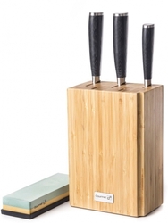 G21 Sada nožů Damascus Premium v bambusovém bloku, Box, 3 ks + brusný kámen