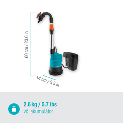 Gardena 14602-20 Aku Čerpadlo do sudu 2000/2 18V P4A - sada