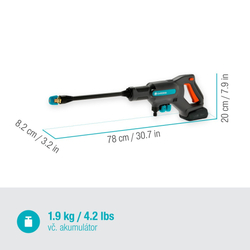 Gardena 14800-20 Aku Čistič AquaClean 18V RtU - sada