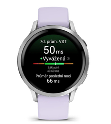 Garmin Venu 4 41mm, Silver / Periwinkle silikonový řemínek
