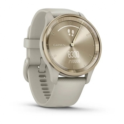 Garmin vivomove Trend, Nerezová luneta Cream Gold, pouzdro French Grey, silikonový řemínek