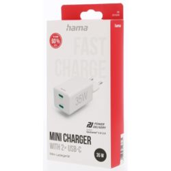 Hama rychlá USB nabíječka, 2x USB-C PD/QC, 35 W