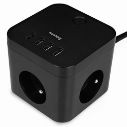 Nabíjecí stanice Huslog 12W 3xzásuvka, 4xUSB černá