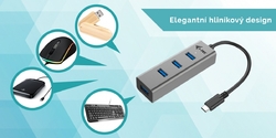 i-tec USB-C Metal 4-portový HUB, 4x USB 3.0
