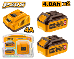 Ingco FBCPK1424E nabíječka + 2ks baterie 4,0A pro 20V Li-ion baterie
