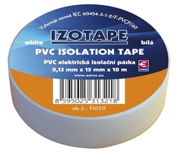 Izolační páska na kabely PVC 15/10 bílá