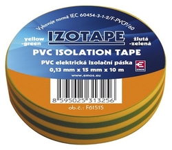 Izolační páska na kabely PVC 15/10 zeleno/žlutá