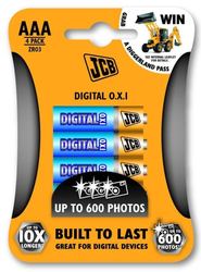 JCB OXI DIGITAL alkalická baterie LR03, blistr 4 ks