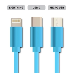 Geti kabel GCU 03 USB 3v1modrý samonavíjecí