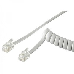 Kabel telefonní kroucený, 2xRJ10 4p4c, 2m, bílý