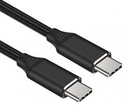 Kabel USB-C M/M, 240W 480Mbps černý bavlněný oplet, 1,5m