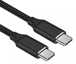 Kabel USB-C M/M, 240W 480Mbps černý bavlněný oplet, 1m