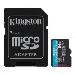 KINGSTON microSDXC 64GB Canvas Go! Plus A2 U3 V30 170MB/s + SD adaptér