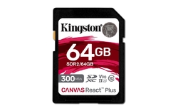 KINGSTON SDXC 64GB Canvas React Plus UHS-II V90 (čtení/zápis: 300/260MB/s)