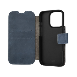 Kožené pouzdro typu kniha FIXED ProFit pro Apple iPhone 16 Pro, modré