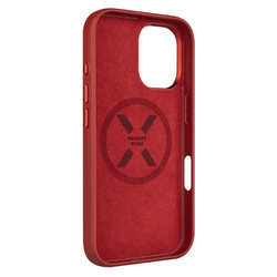 Kožený zadní kryt FIXED MagLeather s podporou MagSafe pro Apple iPhone 16, červený