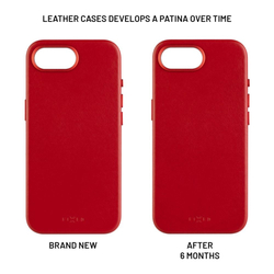 Kožený zadní kryt FIXED MagLeather s podporou MagSafe pro Apple iPhone 16e, červený