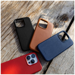 Kožený zadní kryt FIXED MagLeather s podporou MagSafe pro Apple iPhone 16e, červený