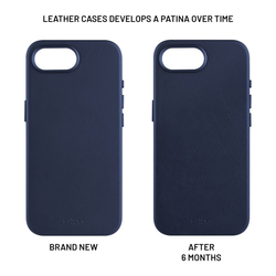 Kožený zadní kryt FIXED MagLeather s podporou MagSafe pro Apple iPhone 16e, modrý