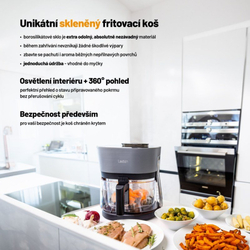 Lauben Glass & Steam Air Fryer 4500BG - horkovzdušná fritéza