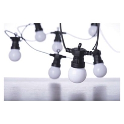 LED světelný řetěz – 10x párty žárovky mléčné, 5 m, venkovní i vnitřní, teplá bílá