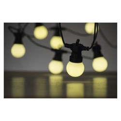 LED světelný řetěz – 10x párty žárovky mléčné, 5 m, venkovní i vnitřní, teplá bílá