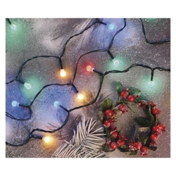 LED vánoční cherry řetěz – kuličky, 8 m, venkovní i vnitřní, multicolor, časovač