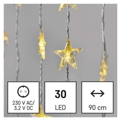 LED vánoční závěs – hvězdy, 120x90 cm, venkovní i vnitřní, teplá bílá, časovač