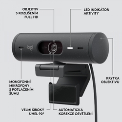 Logitech BRIO 500, Full HD webcam, graphite