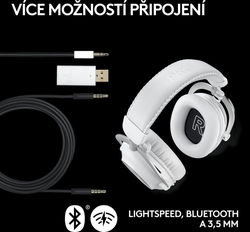 Logitech G PRO X 2 LIGHTSPEED Gaming Headset, bílá