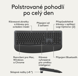 Logitech MK880 US INTL, bezdrátová klávesnice s myší, grafitová