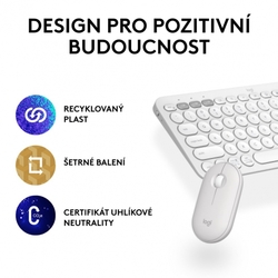 Logitech Pebble 2 Combo, bezdrátová klávesnice a myš, bílá