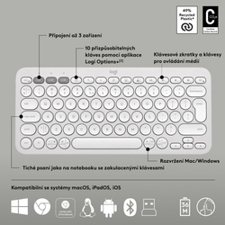 Logitech Pebble 2 Combo, bezdrátová klávesnice a myš, bílá