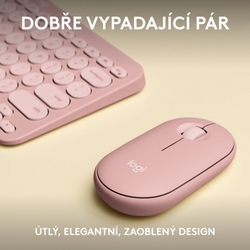 Logitech Pebble 2 Combo, bezdrátová klávesnice a myš, růžová