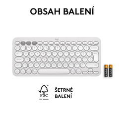 Logitech Pebble Keys 2 K380s, US, bezdrátová  klávesnice, bílá