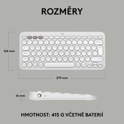Logitech Pebble Keys 2 K380s, US, bezdrátová  klávesnice, bílá