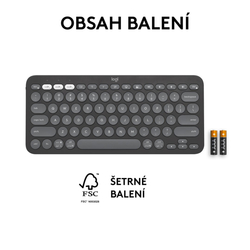 Logitech Pebble Keys 2 K380s, US, bezdrátová  klávesnice, grafitová