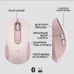 Logitech Wireless M650 M, růžová