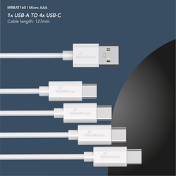 MediaRange nabíjecí USB-C Li-Ion baterie Micro AAA, 1,5V, 500 mAh, 4ks
