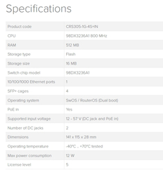 MikroTik Cloud Router Switch CRS305-1G-4S+IN, Dual Boot (SwitchOS, RouterOS)