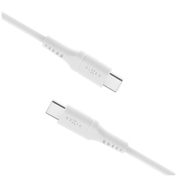 Nabíjecí a datový Liquid silicone kabel FIXED s konektory USB-C/USB-C a podporou PD, 1.2m, USB 2.0, 60W, bílý