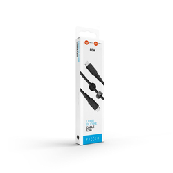 Nabíjecí a datový Liquid silicone kabel FIXED s konektory USB-C/USB-C a podporou PD, 1.2m, USB 2.0, 60W, černý