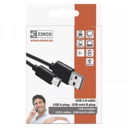 nabíjecí/datový kabel USB-A 2.0 / mini USB-B 2.0, 2m, černý