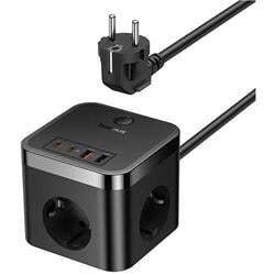 Nabíjecí stanice Baseus PowerCombo Cube 30W 3xzásuvka, 2xUSB, 2xUSB-C černá